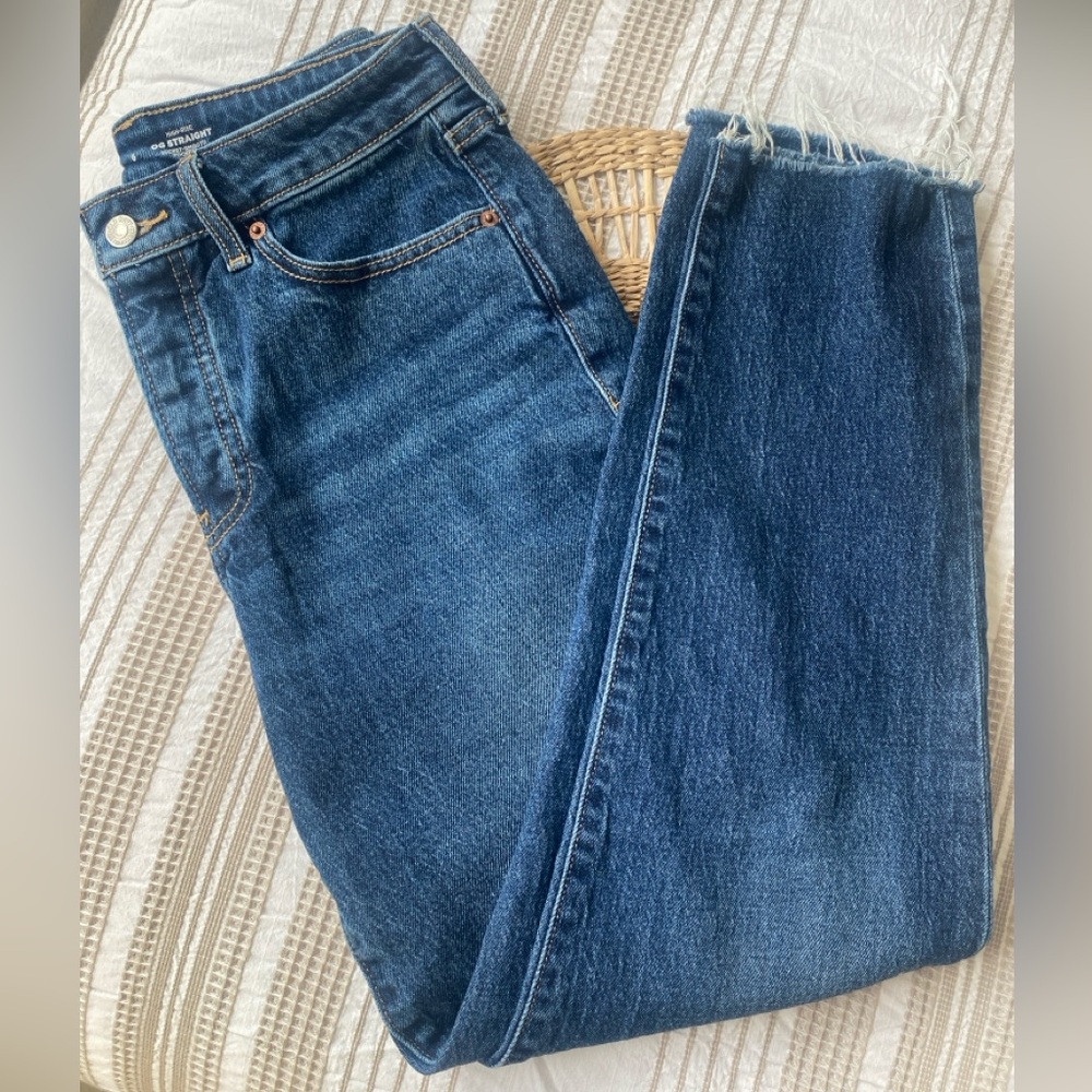 Old Navy OG Straight Ankle Dark Blue Straight Leg Jeans - Picture 2 of 8